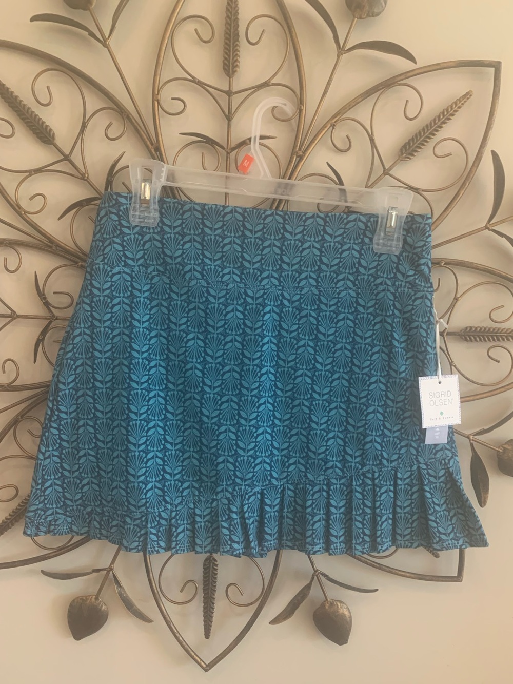 NWT Sigrid Olsen Teal Geometric Skort